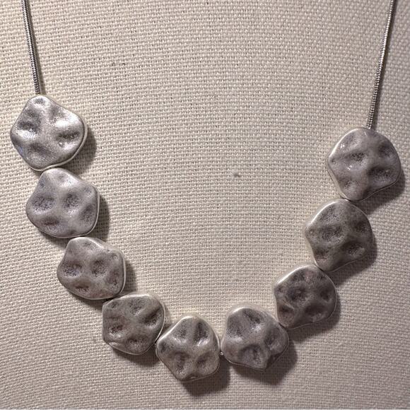 Bancroft Hammered Pendant Snake Chain Necklace Silver tone Boho Western Casual - Picture 3 of 7